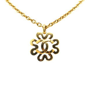 CHANEL Authentic Gold Logo Necklace